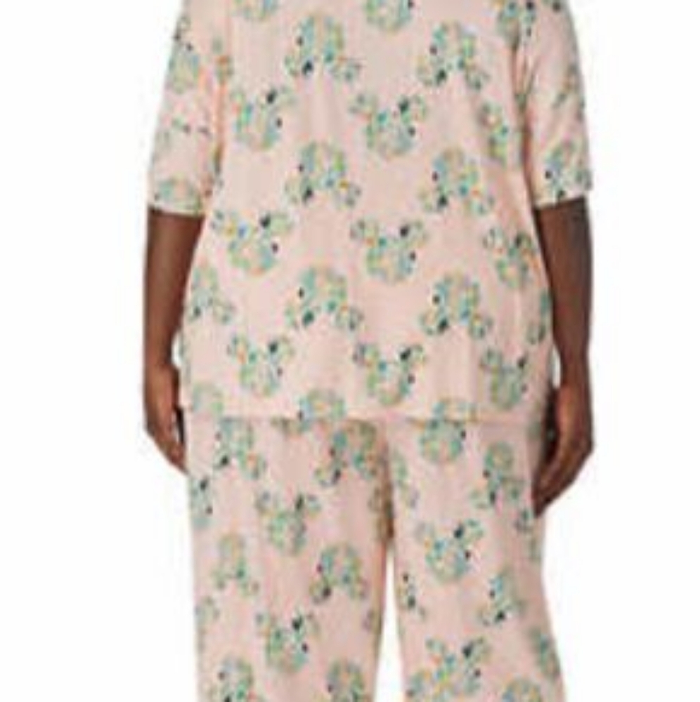 🌿DISNEY MICKEY MOUSE BOTANICAL PRINT PAJAMAS SET PLUS SIZE WOMEN'S XXL NEW